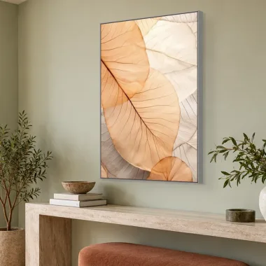 Quadro Decorativo Canvas Folhas Pêssego - FO0020