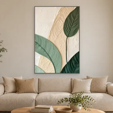 Quadro Decorativo Canvas Folhas Texturizadas - FO0025