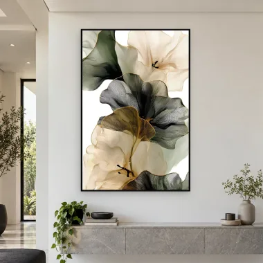 Quadro Decorativo Canvas Folhas Grafite - FO0028