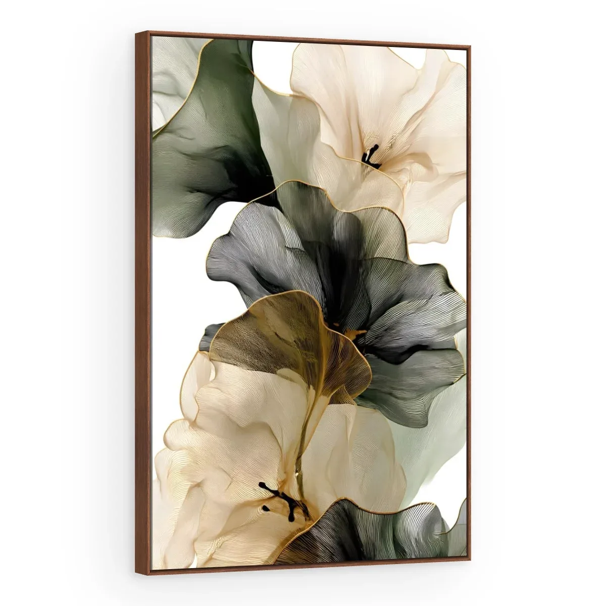 Quadro Decorativo Canvas Folhas Grafite - FO0028