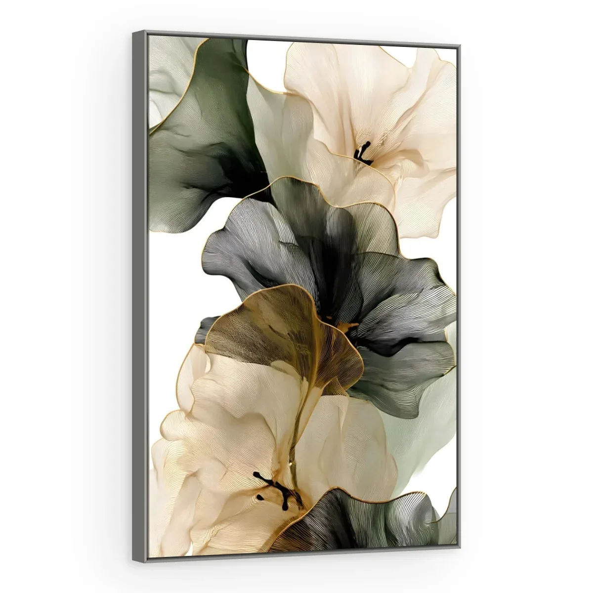 Quadro Decorativo Canvas Folhas Grafite - FO0028