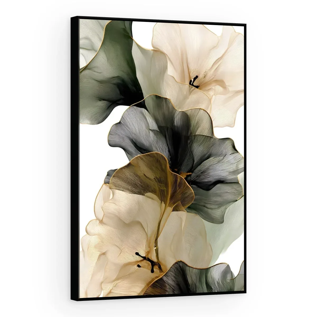 Quadro Decorativo Canvas Folhas Grafite - FO0028