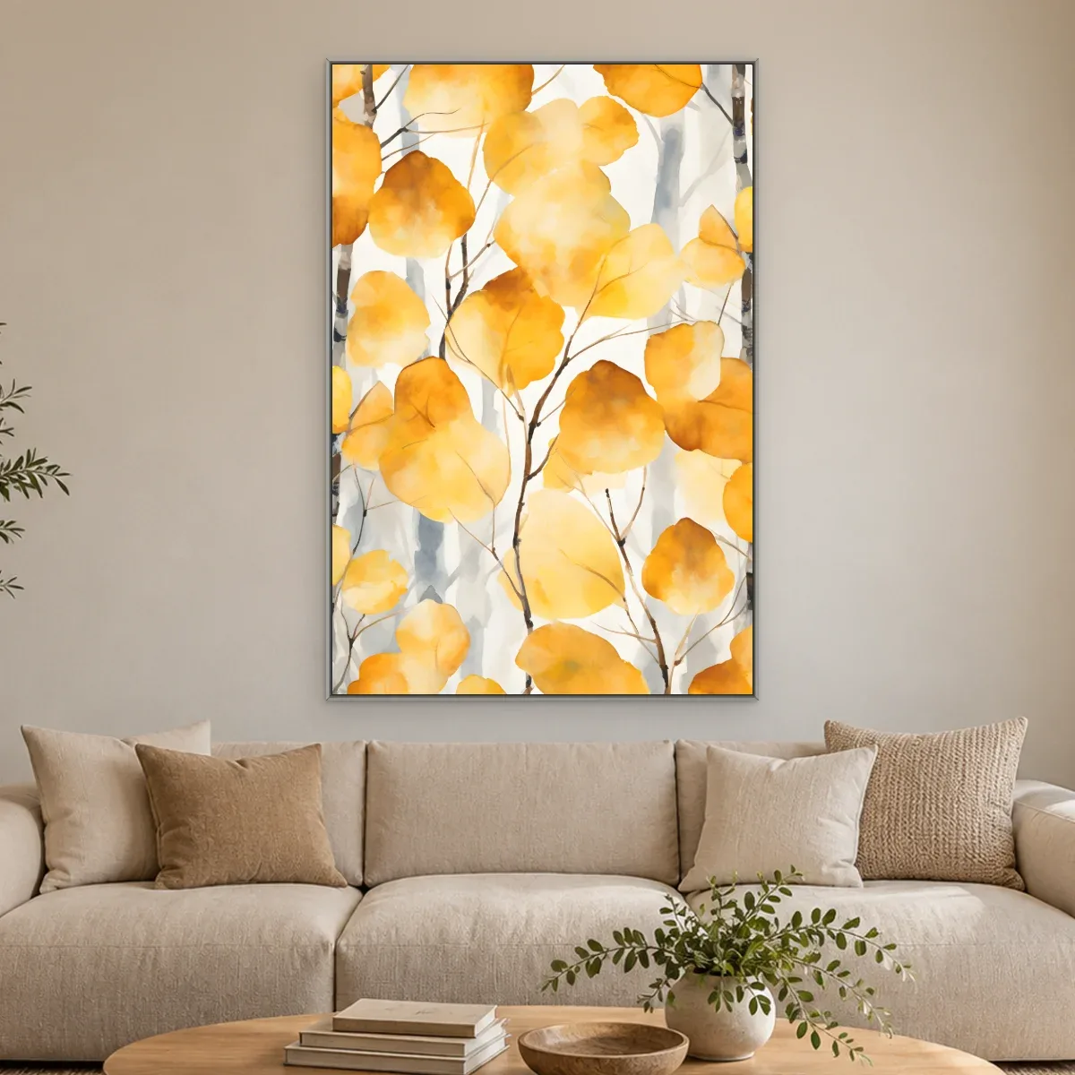 Quadro Decorativo Canvas Folhas Amarelas - FO0032