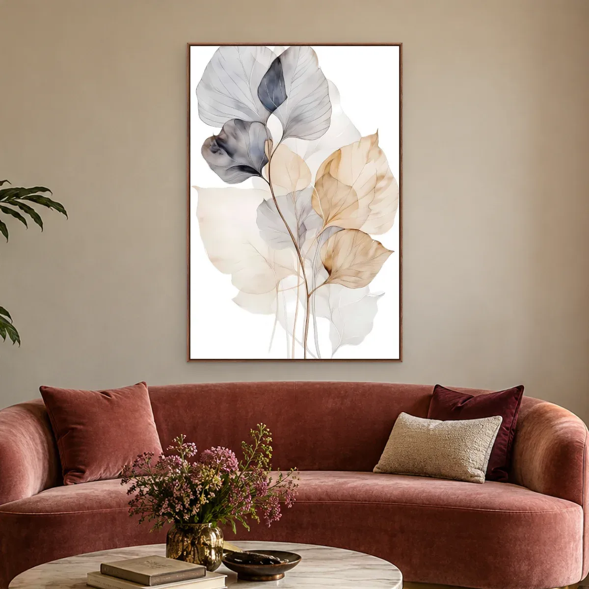 Quadro Decorativo Canvas Folhas Neutras - FO0036