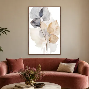 Quadro Decorativo Canvas Folhas Neutras - FO0036