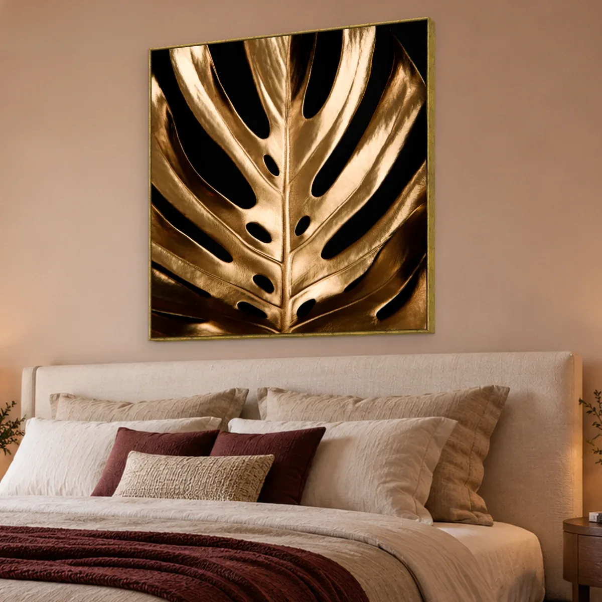Quadro Decorativo Canvas Monstera Dourada - FO0047