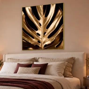 Quadro Decorativo Canvas Monstera Dourada - FO0047