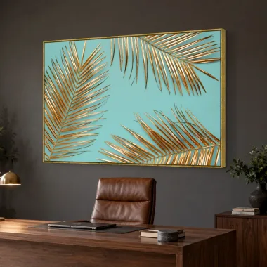 Quadro Decorativo Canvas Palmas Douradas - FO0055