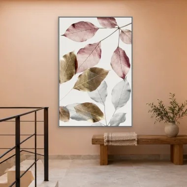 Quadro Decorativo Canvas Folhas Metálicas - FO0062