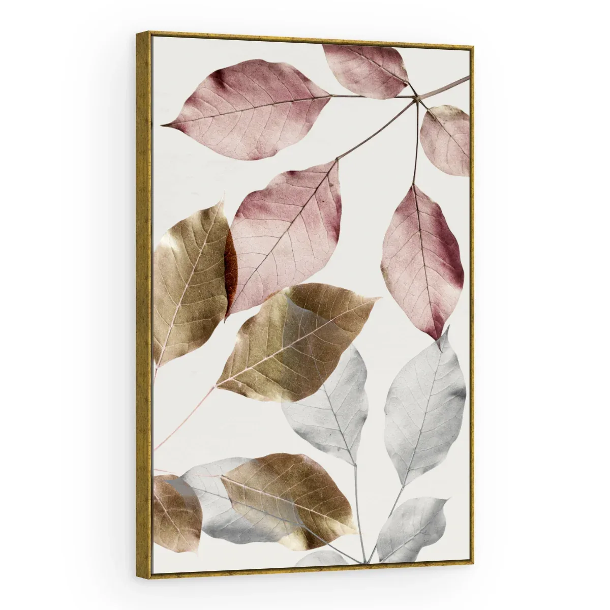 Quadro Decorativo Canvas Folhas Metálicas - FO0062