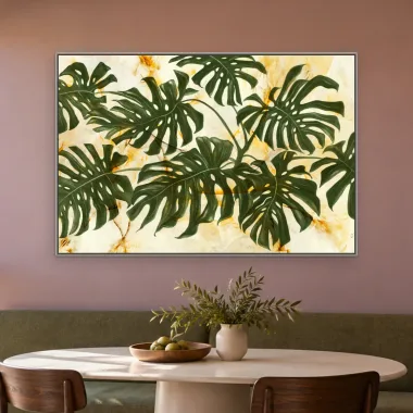 Quadro Decorativo Canvas Monstera Mármore - FO0065