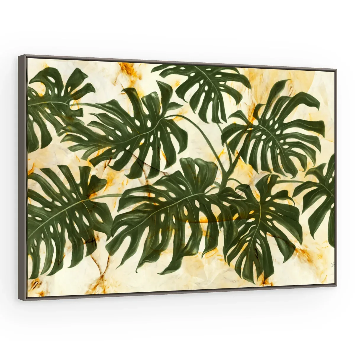 Quadro Decorativo Canvas Monstera Mármore - FO0065