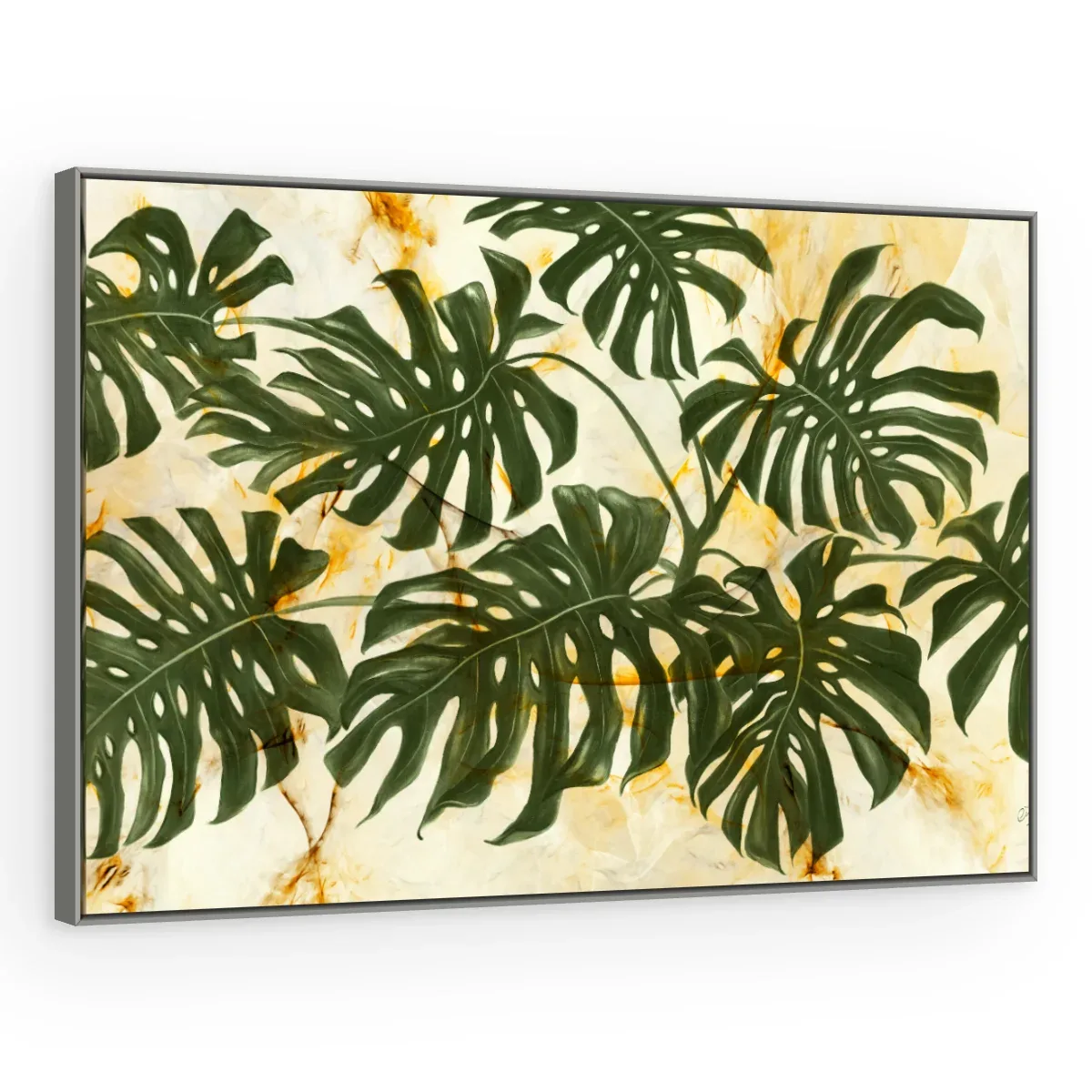 Quadro Decorativo Canvas Monstera Mármore - FO0065