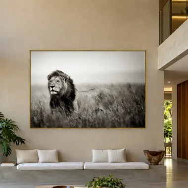 Quadro Decorativo Canvas Leão Monocromático - LE0002