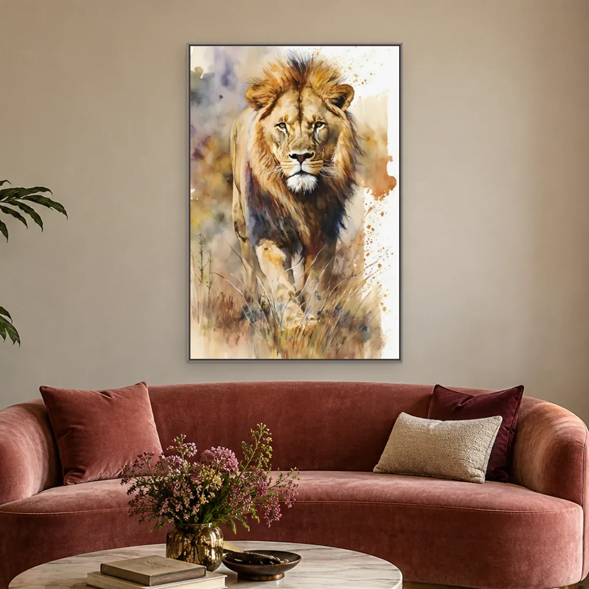 Quadro Decorativo Canvas Leão Aquarela - LE0006
