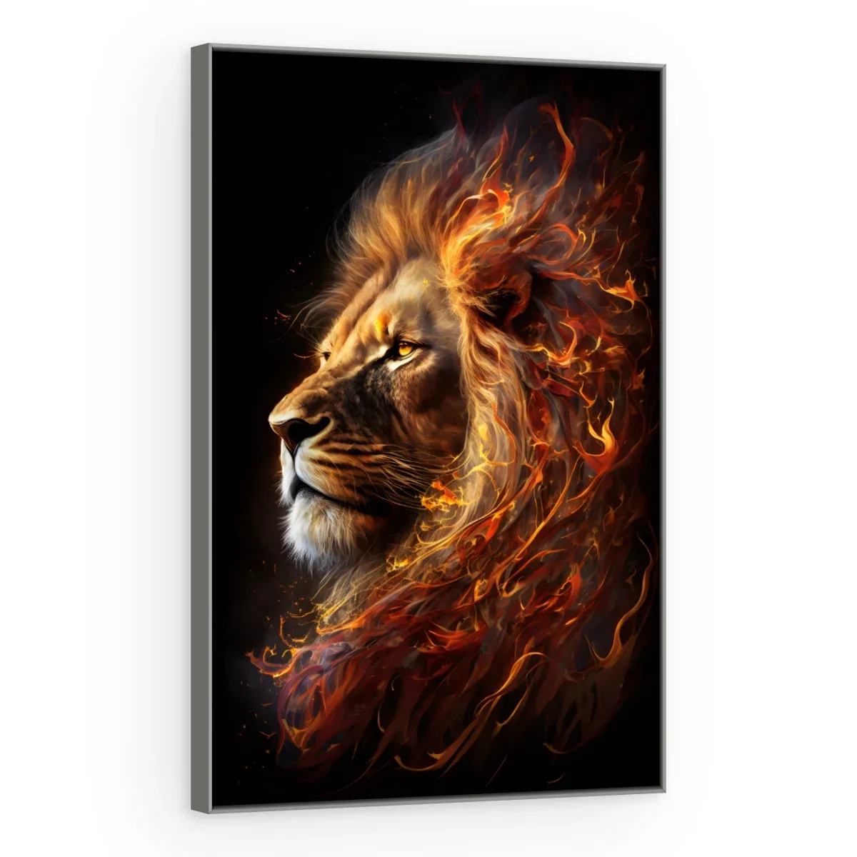Quadro Decorativo Canvas Leão Flamejante - LE0007