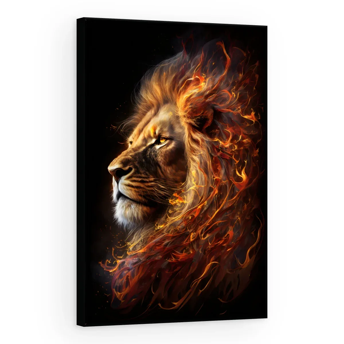 Quadro Decorativo Canvas Leão Flamejante - LE0007