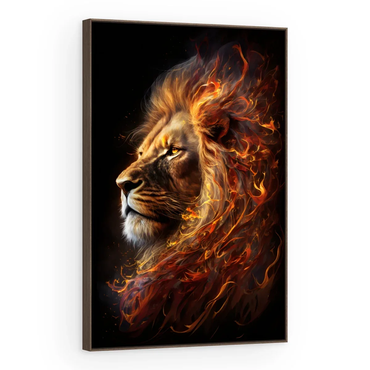 Quadro Decorativo Canvas Leão Flamejante - LE0007