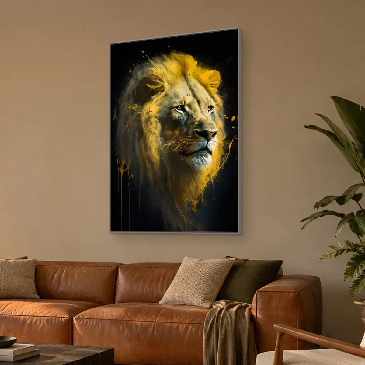 Quadro Decorativo Canvas Leão Dourado - LE0008