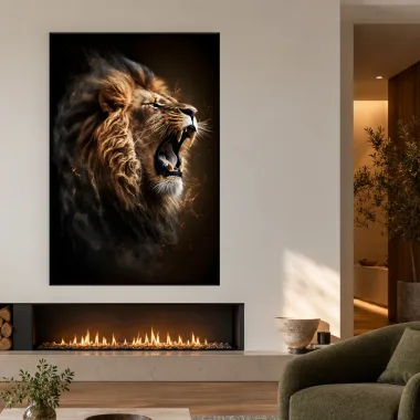 Quadro Decorativo Canvas Leão Rugindo - LE0009