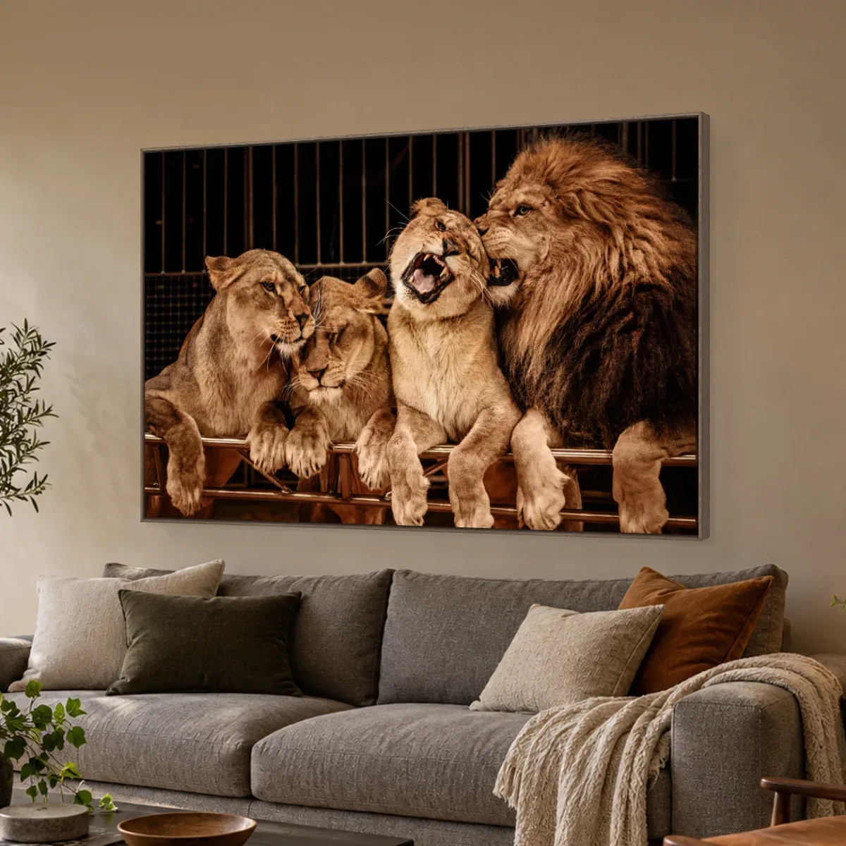 Quadro Decorativo Canvas Família Leonina - LE0012