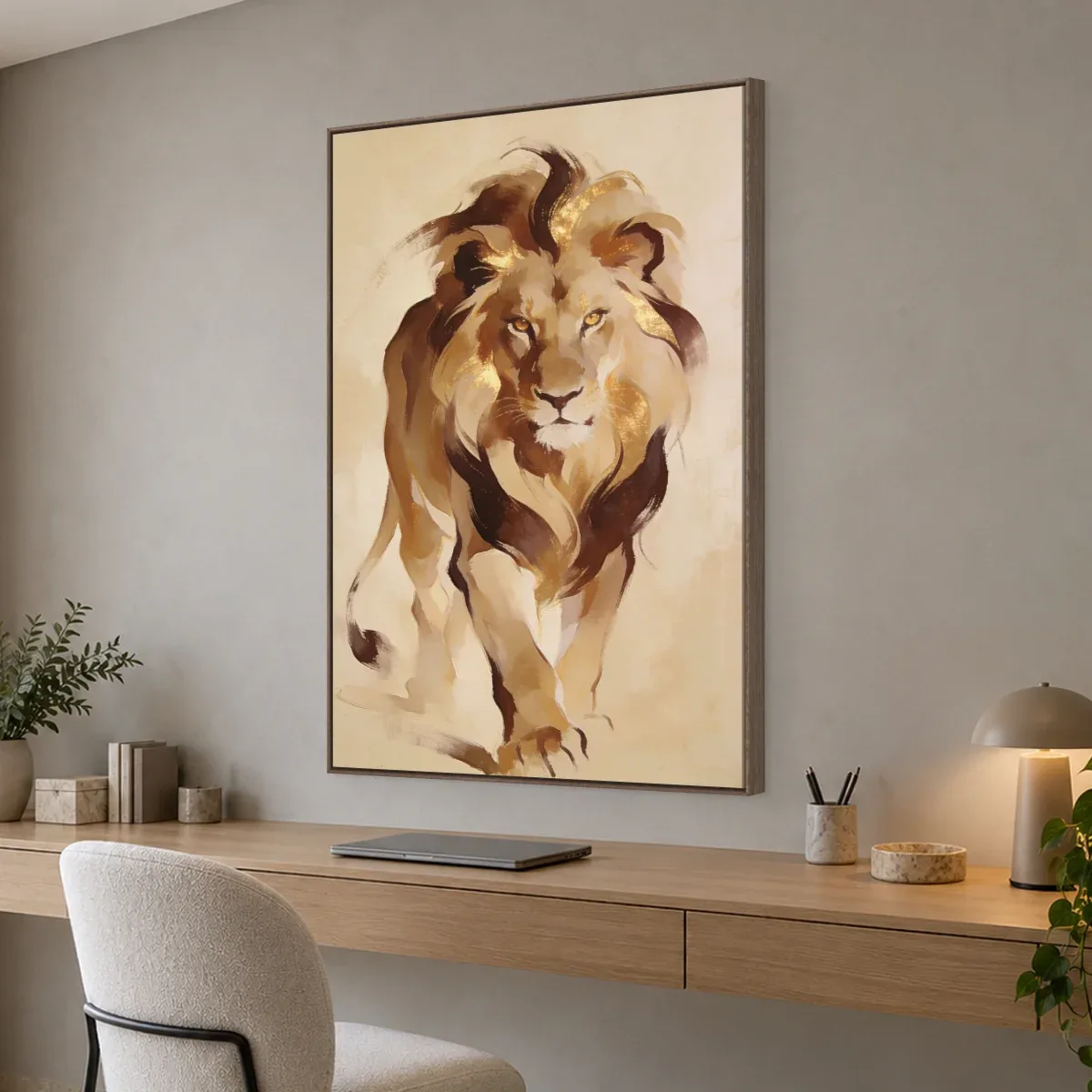 Quadro Decorativo Canvas Leão Pincelado - LE0017