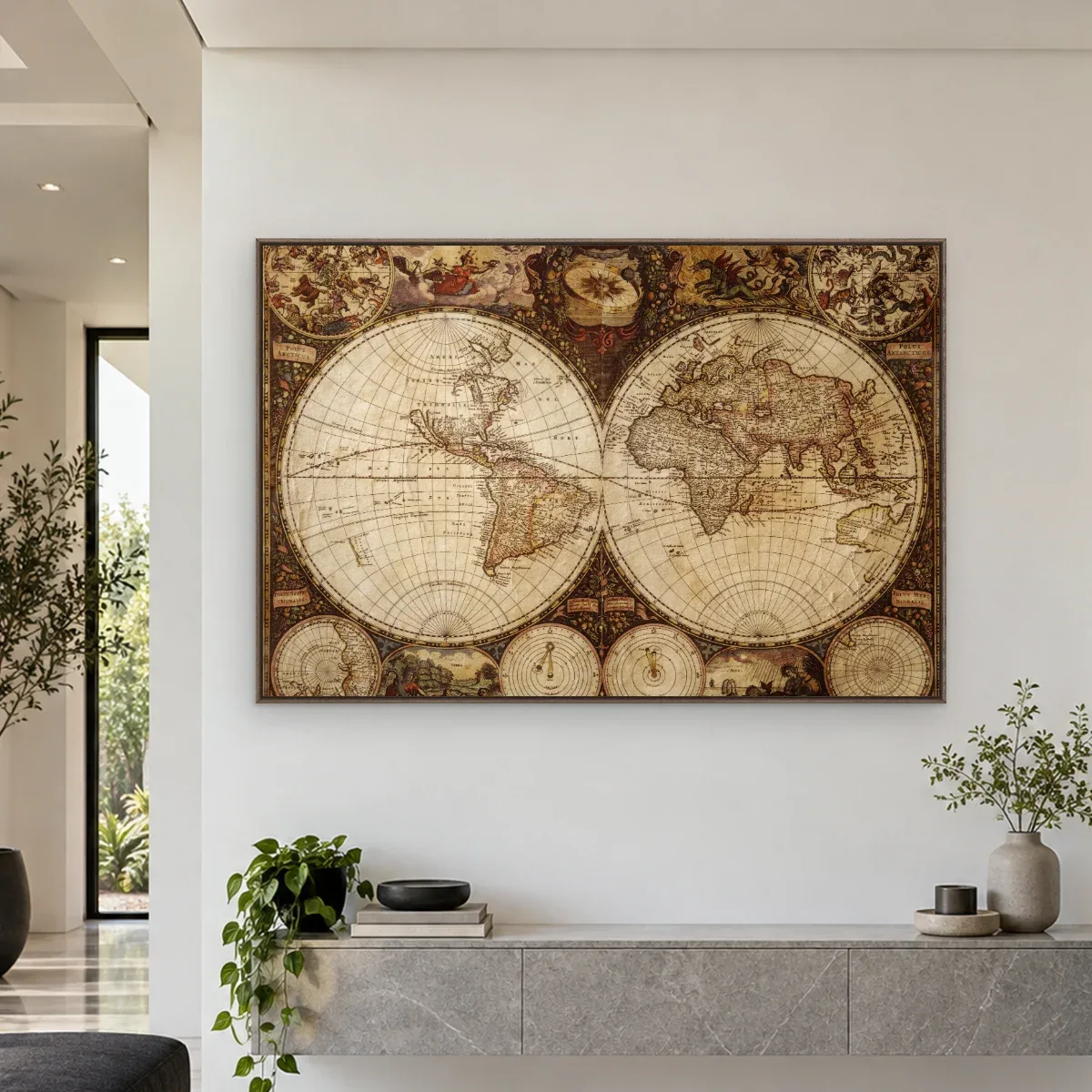 Quadro Decorativo Canvas Mapa Ornamentado - MA0001