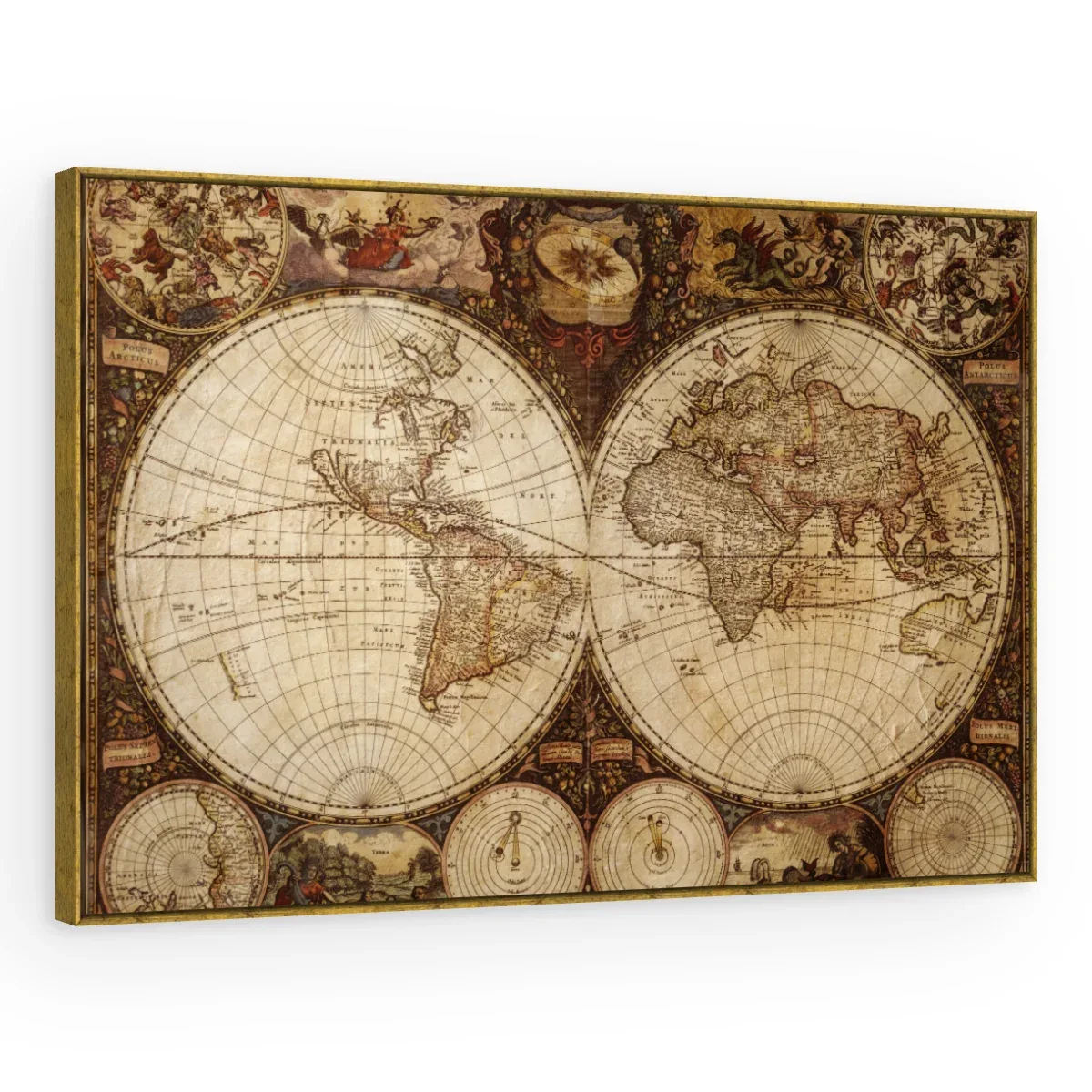 Quadro Decorativo Canvas Mapa Ornamentado - MA0001