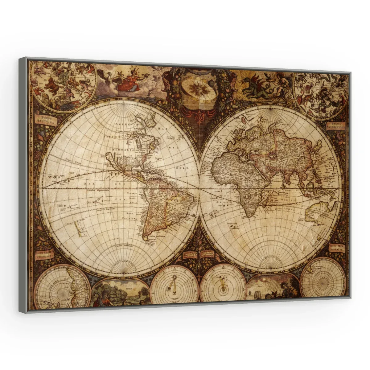 Quadro Decorativo Canvas Mapa Ornamentado - MA0001