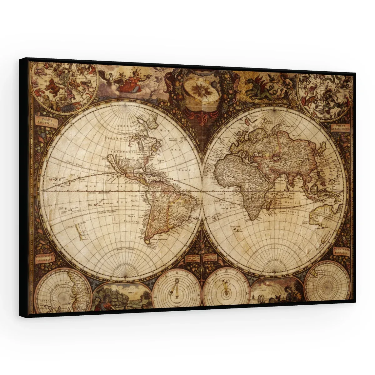 Quadro Decorativo Canvas Mapa Ornamentado - MA0001