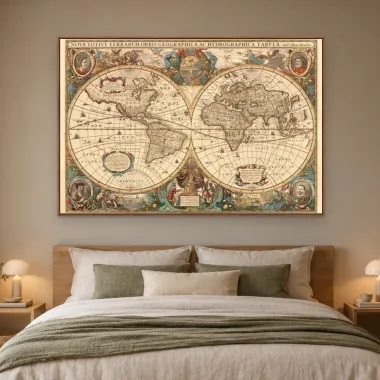 Quadro Decorativo Canvas Mapa Polar - MA0003