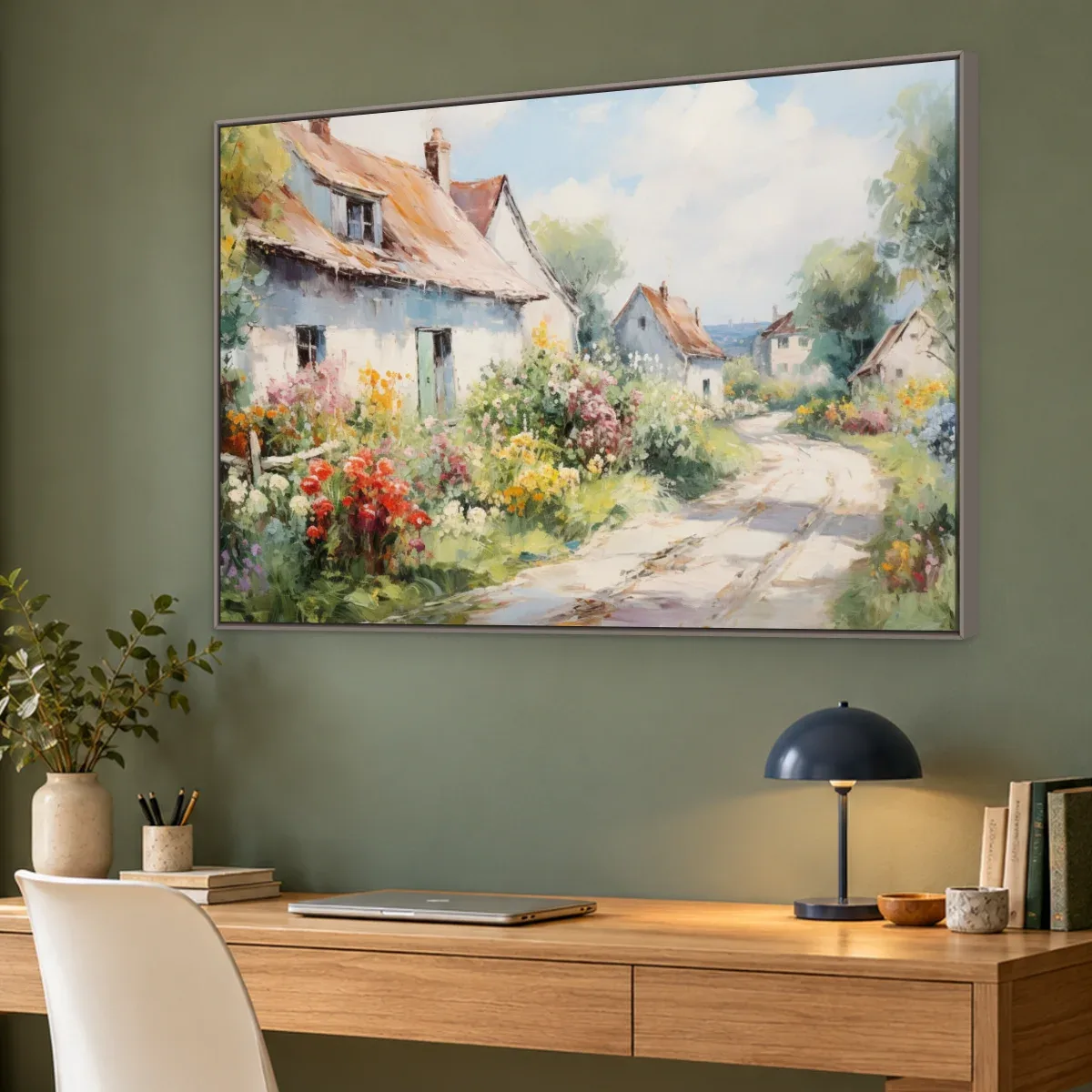 Quadro Decorativo Canvas Casinhas Floridas - PA0024