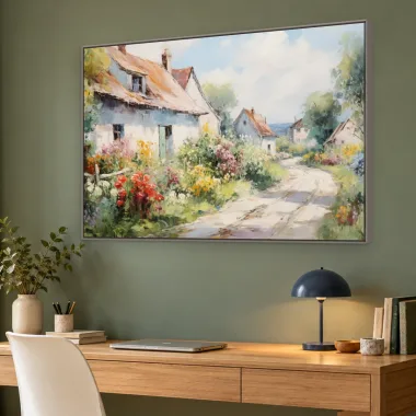 Quadro Decorativo Canvas Casinhas Floridas - PA0024