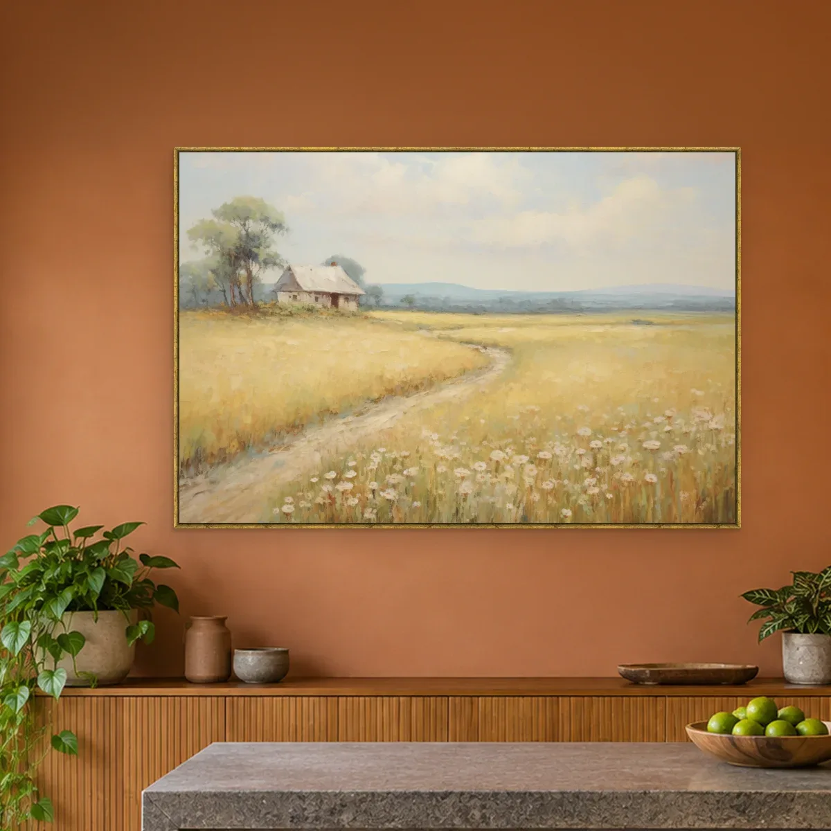 Quadro Decorativo Canvas Campo Dourado - PA0025