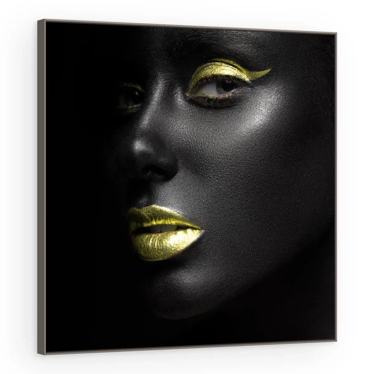 Quadro Decorativo Canvas Lábios Dourados - PE0008