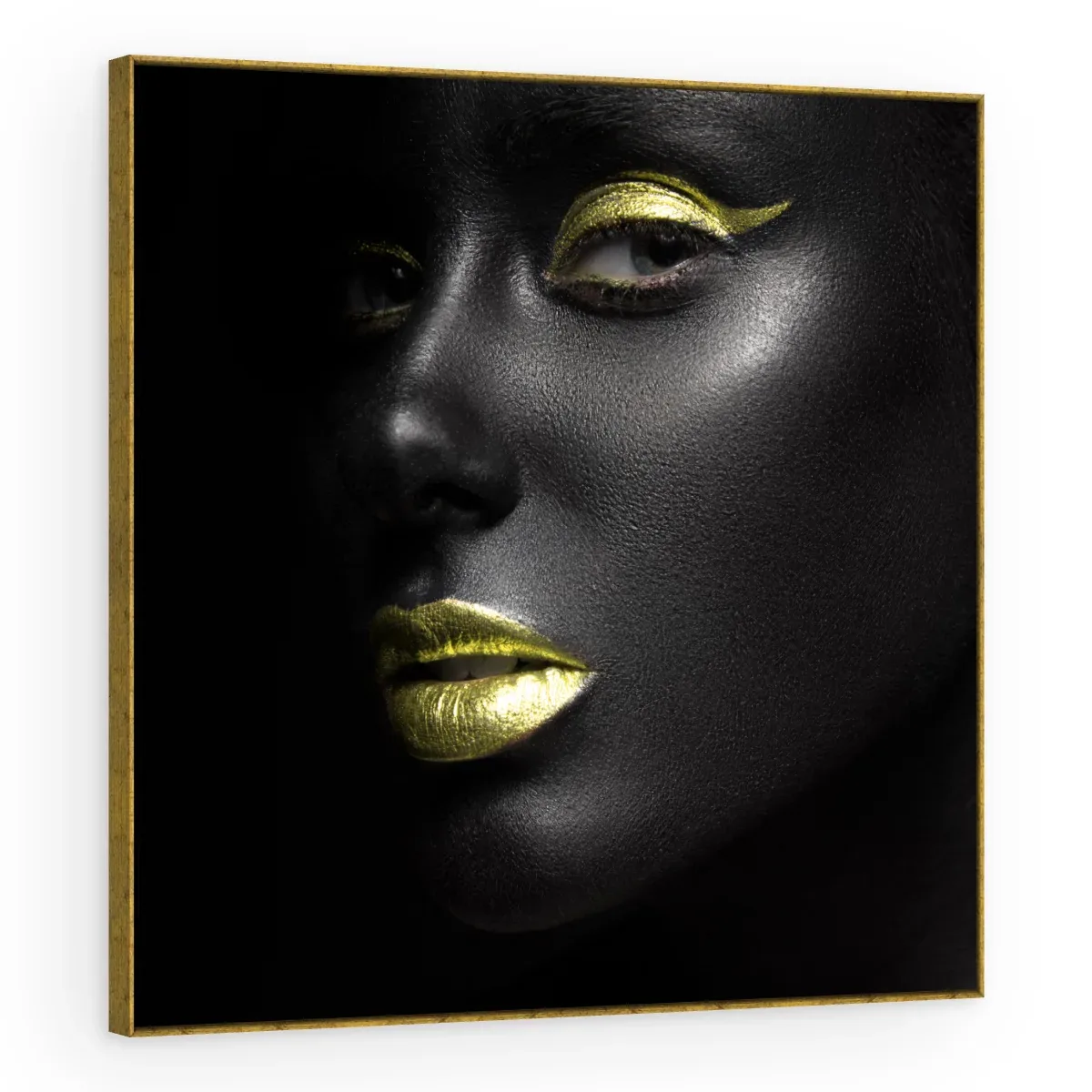 Quadro Decorativo Canvas Lábios Dourados - PE0008