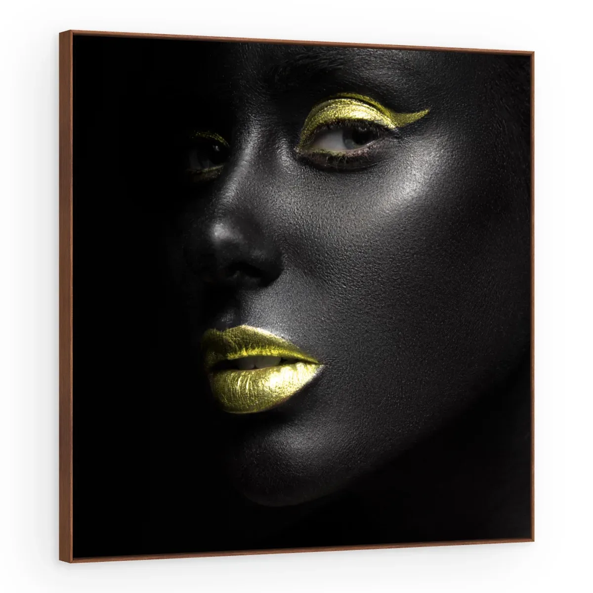 Quadro Decorativo Canvas Lábios Dourados - PE0008