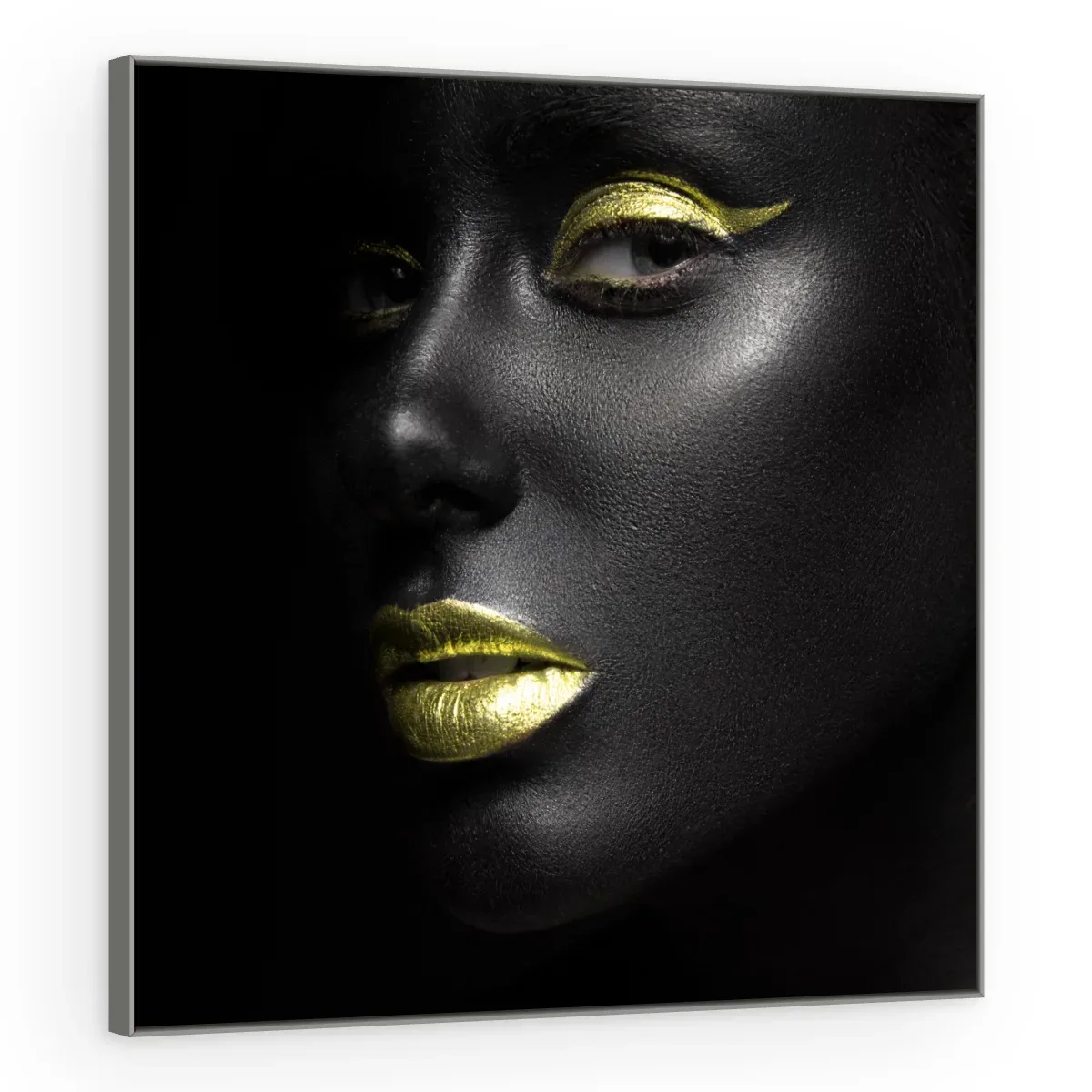 Quadro Decorativo Canvas Lábios Dourados - PE0008