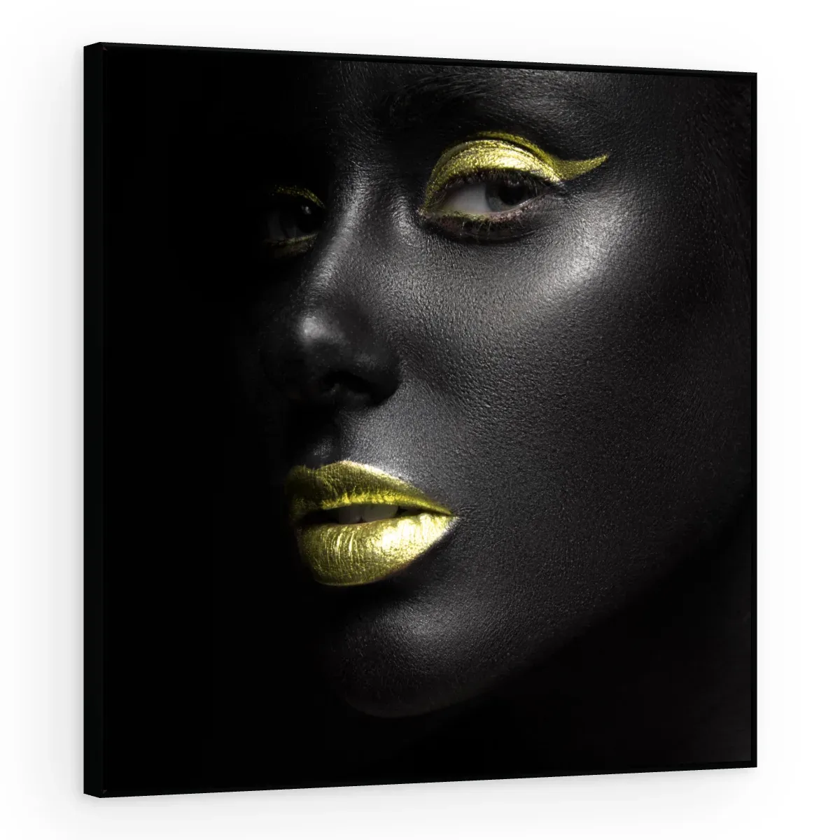 Quadro Decorativo Canvas Lábios Dourados - PE0008