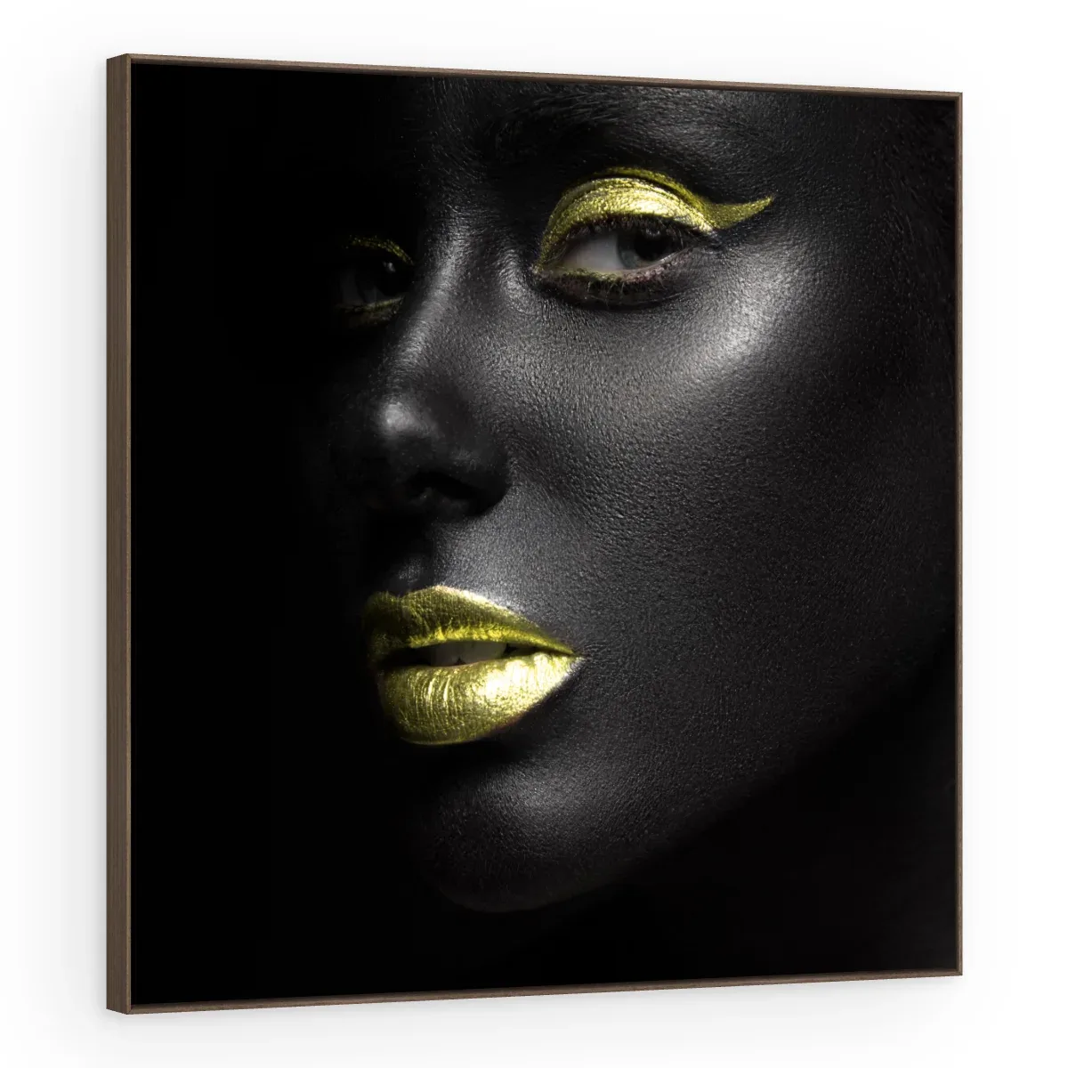 Quadro Decorativo Canvas Lábios Dourados - PE0008
