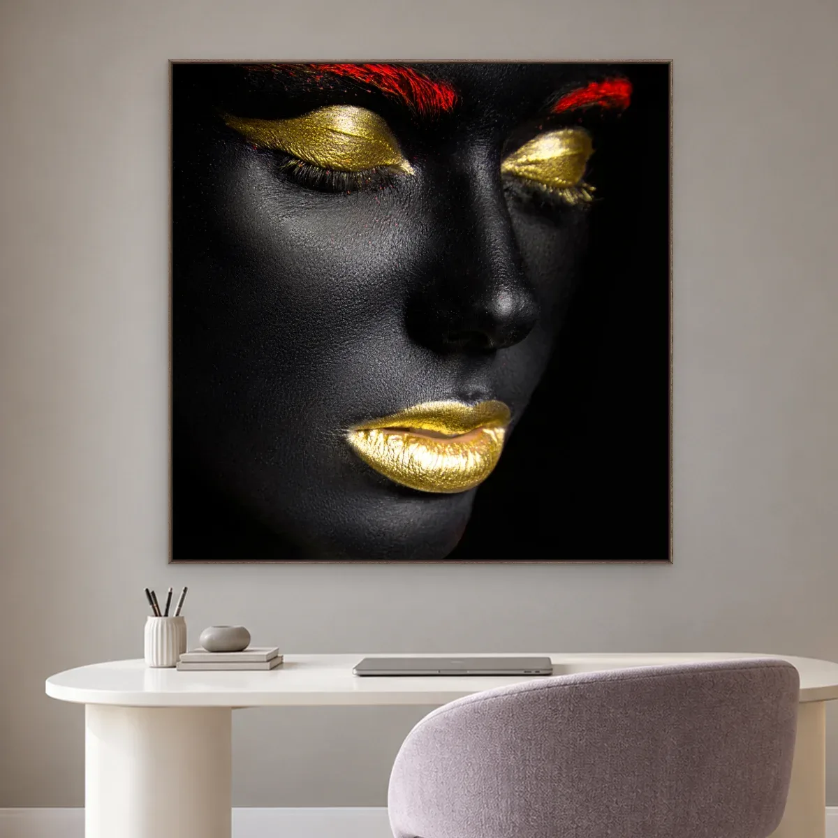 Quadro Decorativo Canvas Olhar Dourado - PE0010