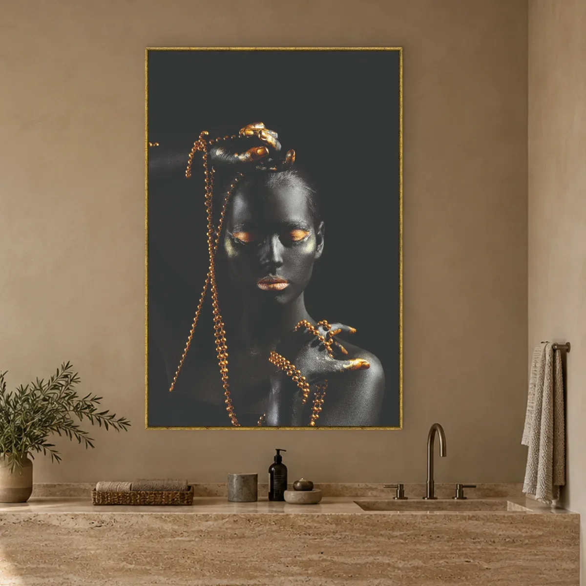 Quadro Decorativo Canvas Correntes Douradas - PE0018