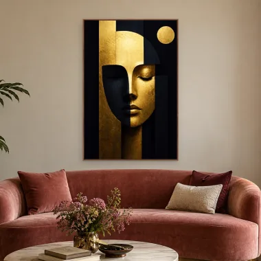 Quadro Decorativo Canvas Máscara Dourada - PE0037