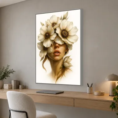 Quadro Decorativo Canvas Anêmona Marfim - PE0042