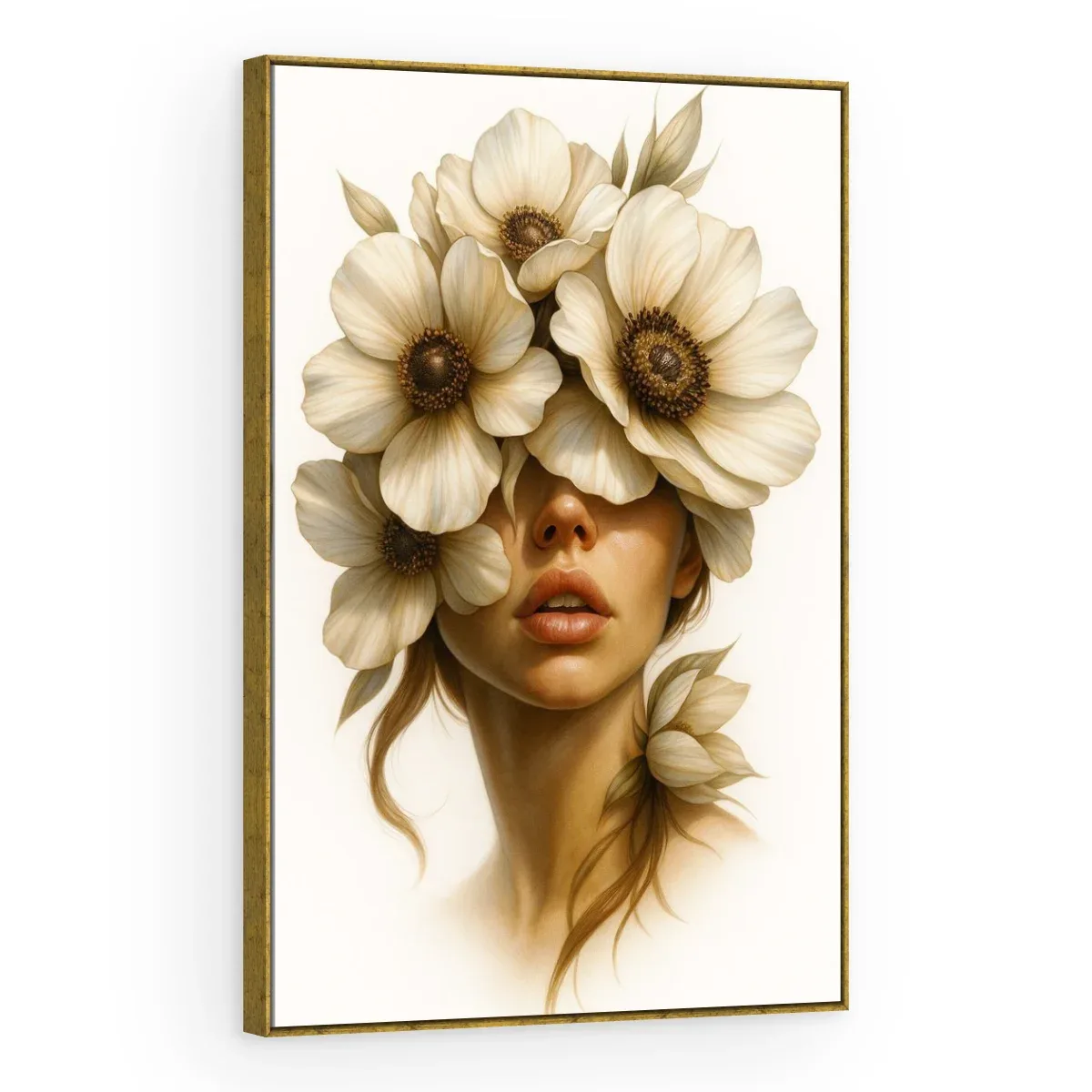 Quadro Decorativo Canvas Anêmona Marfim - PE0042