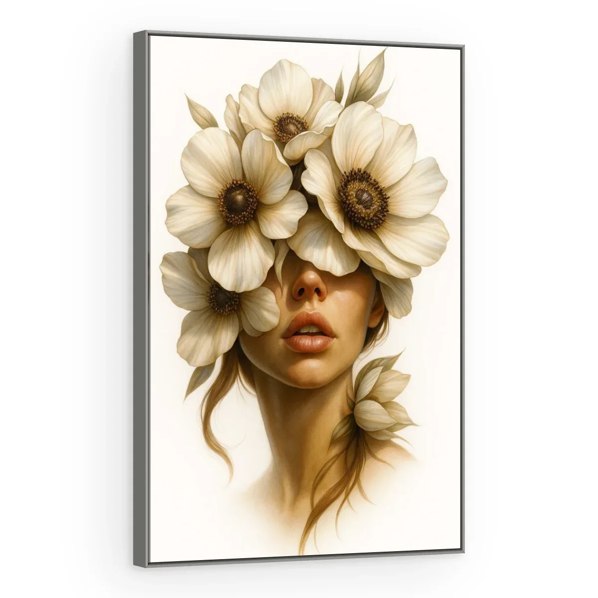 Quadro Decorativo Canvas Anêmona Marfim - PE0042