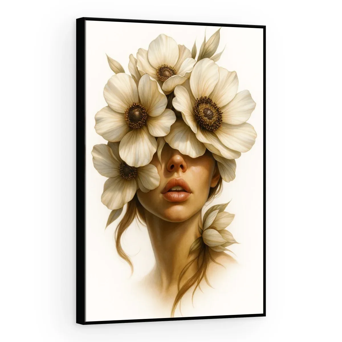 Quadro Decorativo Canvas Anêmona Marfim - PE0042