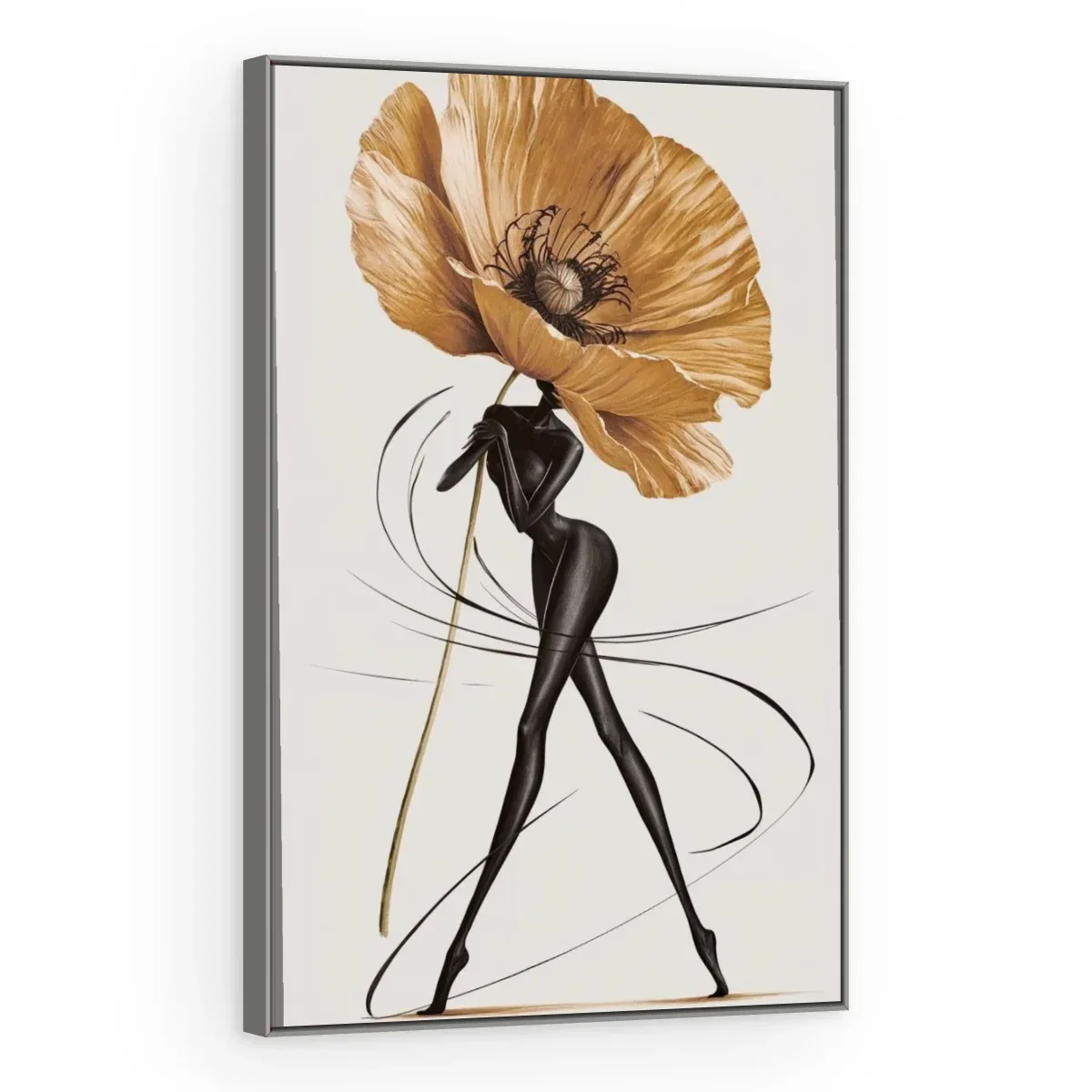 Quadro Decorativo Canvas Papoula Elegante - PE0043