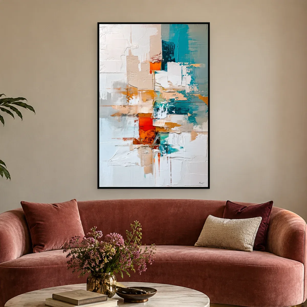 Quadro Decorativo Canvas Abstrato Turquesa - PI0005
