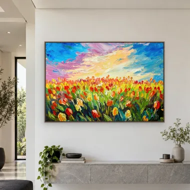 Quadro Decorativo Canvas Tulipas Panorâmicas - PI0009